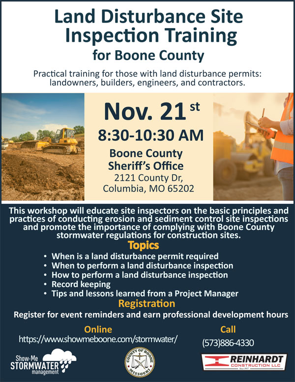 Boone County Land Disturbance Site Inspection Training Flyer thumbnail